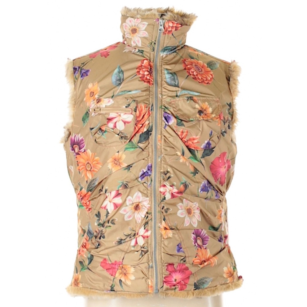 OILILY Reversible Fur & Floral Outerwear Vest